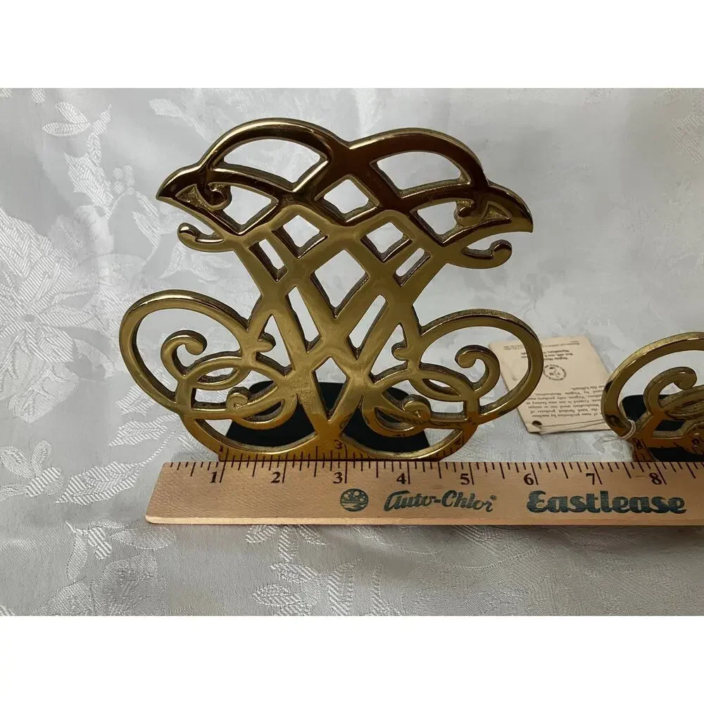 Pair Thomas Jefferson Cipher Brass Bookends Virginia Metalcrafters 1987 w/ Tag